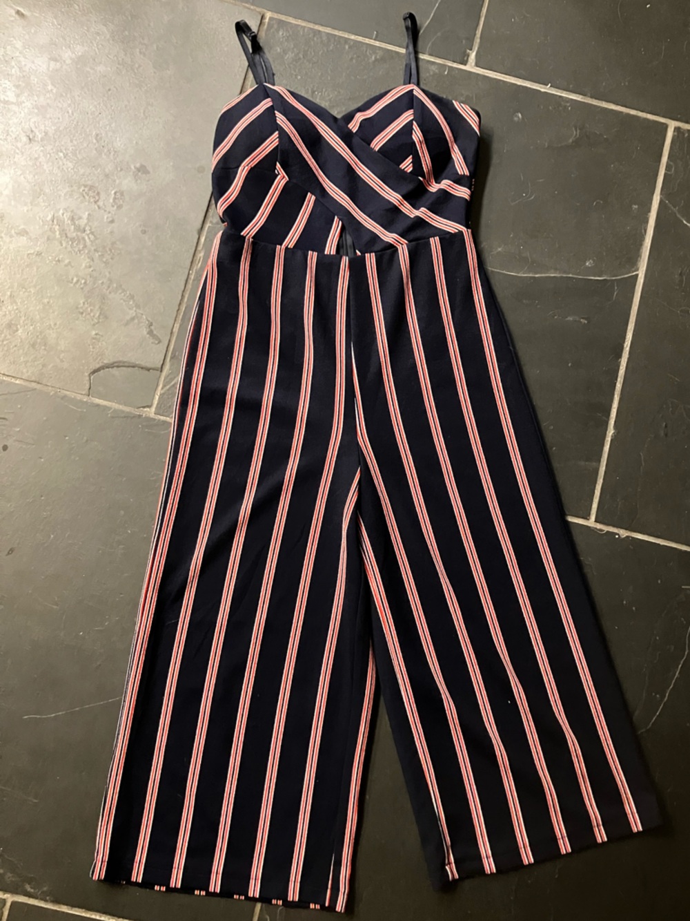 See You Monday Women’s Size Medium Navy, Red, White Jumpsuit